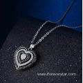 925 silver pendant pave heart charm